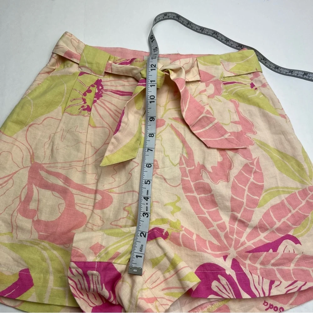 Scotch & Soda High Rise Mid Length Shorts Pink Green Floral Print Womens Size XS